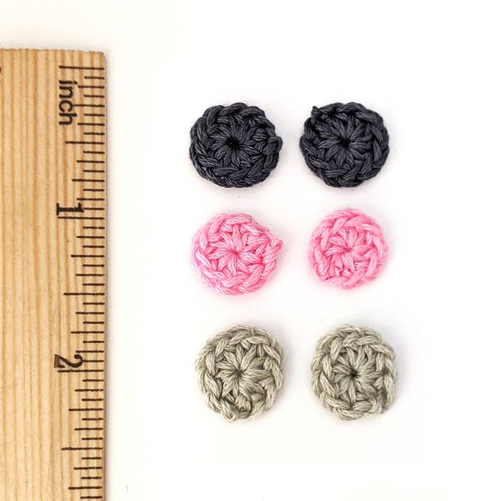 Handmade Crochet Stud Earrings Set Of 3 for wholesale by Royaboya Handmade