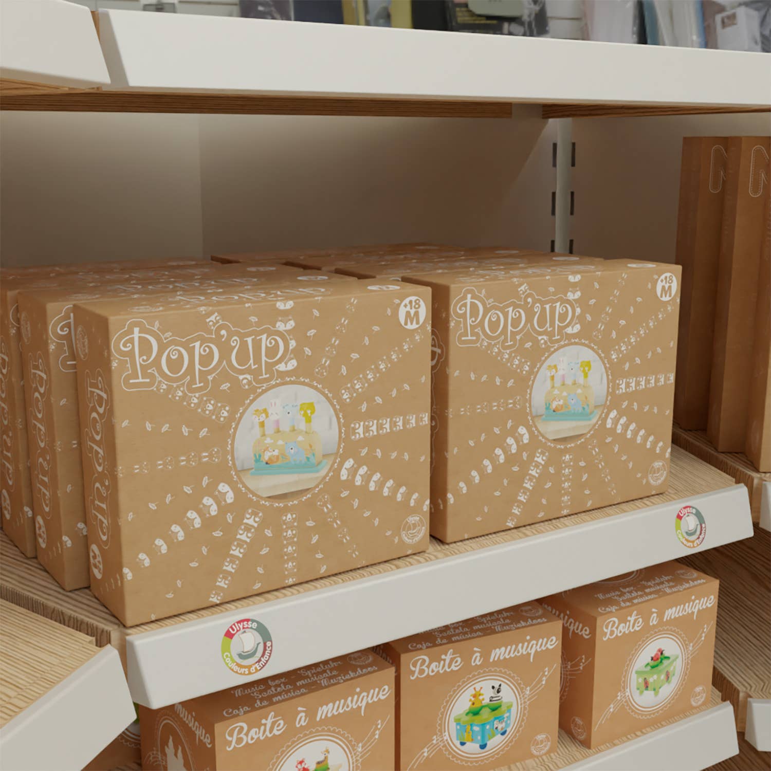 Ulysse Couleurs d'Enfance - Vendita all'ingrosso Giocattolo in legno - Bambini - Gioco di risveglio con animali a molla5