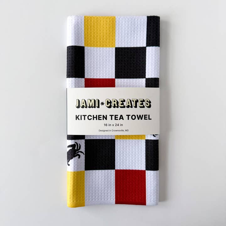 Jami Creates - Wholesale Tea Towel - Maryland Checkered Crab Kitchen Dish Towel *RETIRING*2