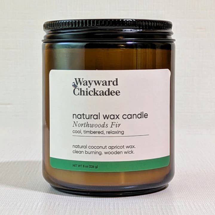 Northwoods scented candle for wholesale by Wayward Chickadee