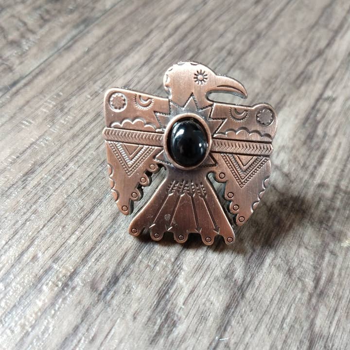 Double B Wild Rags - Wholesale Scarf clip – Women's - Wild Rag SLIDE 507 Thunderbird Concho Copper or Antique Silver Scarf Slide from Double B Wild Rags