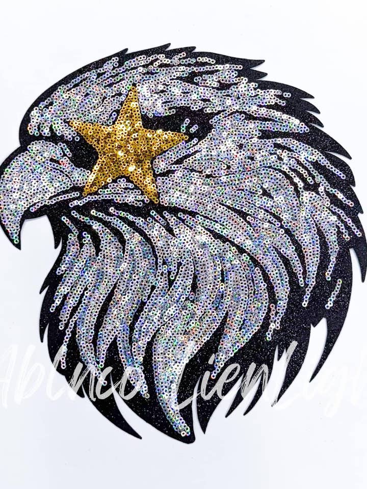 Sequin Eagle Mascot Gameday Patch for wholesale by ABLNco