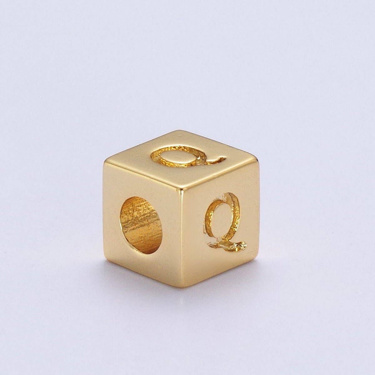 Aim Eternal - Wholesale Individual Charm/Pendant - Gold Initial Letter Alphabet 6.2mm Block Beads Charm Connector For Jewelry Making Component Supply A-A1145-A-A115716