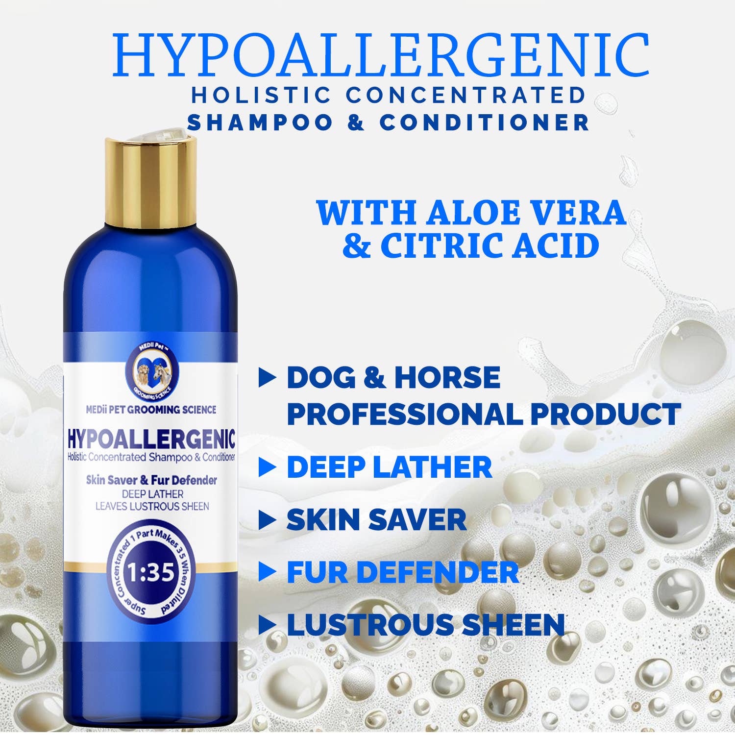 Global Private Brands - Vendita all'ingrosso Shampoo - Cani - Super shampoo e balsamo ipoallergenico Medii Pet da 16 oz6