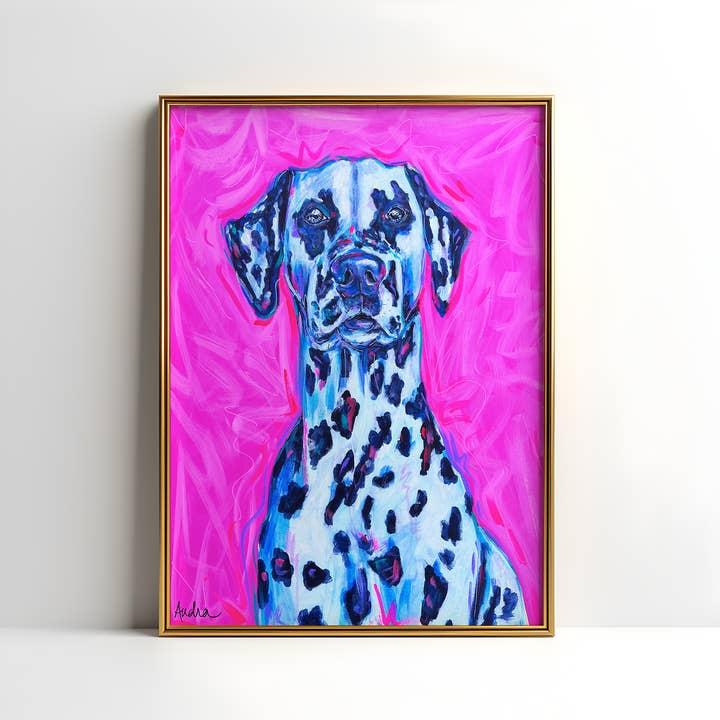 Dalmatiner Hundkonsttryck, Husdjurskonst, Maximalistisk konst, Dopamindekor, Trendig Färgglad Väggaffisch för wholesale av Audra Style
