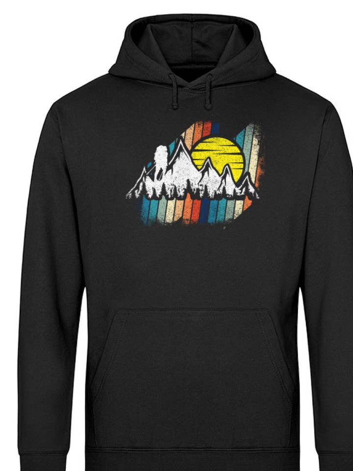 Moletom com capuz orgânico básico unissex Mountains with Sun por atacado de Uwaldu