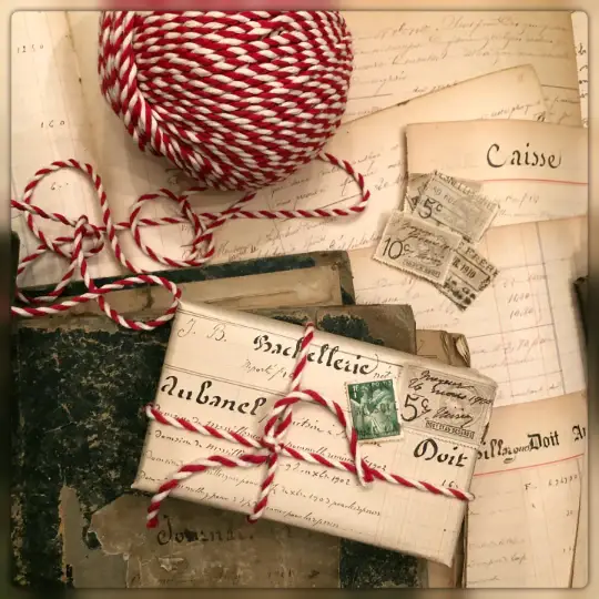 Monahan Papers - Wholesale Retailer Display - Paper & Novelty - Original French Journal/Ledger Pages Bundles - 1800's - 19004