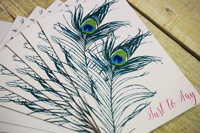 White Cotton Cards – wholesale Stationery/notecard set – Notelets- Thank You Feather Pack of 6 (N95-14T)1