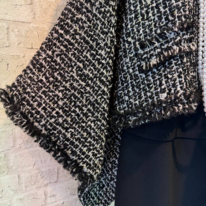 KOTO - Wholesale Jacket - Women's - KOTO original tweed HAORI Jacket Black4