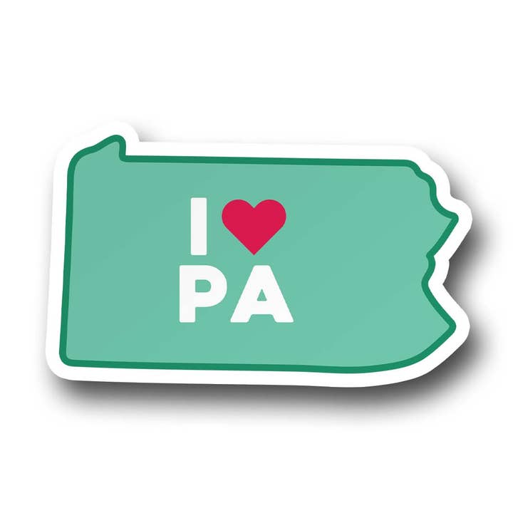 Adesivo in Vinile "I Heart Pennsylvania" per la vendita all'ingrosso da parte di CJ's Sticker Shop