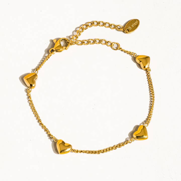 Vivre 18K Gold Non-Tarnish Petite Heart Bracelet, Necklace for wholesale on Faire