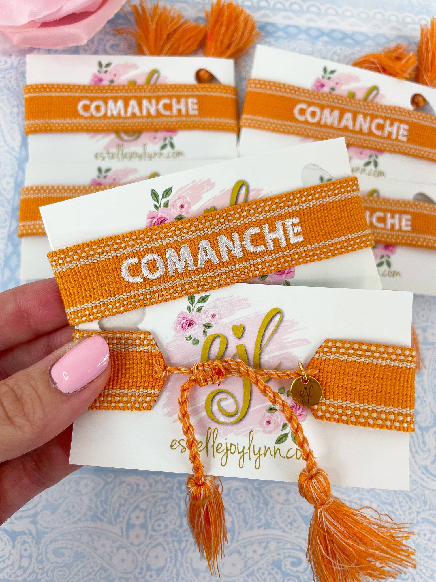 EstelleJoyLynn, LLC - Wholesale Woven/Braided Bracelet - Camp Bracelets / Camper Embroidered Custom Tassel Bracelets2