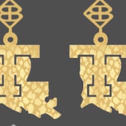 Brianna Cannon - Wholesale Dangle Earrings - Gold Louisiana Tech University Logo Earring with BC Logo