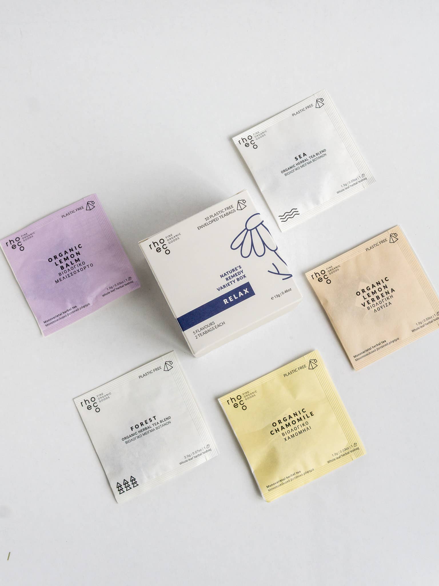 rhoeco - fine organic goods – wholesale Tepåsar – Nature's Remedy urvalslådor [Bio] – Komposterbara pyramider5