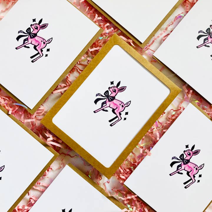 Pink Deer Boxed Cards for wholesale by cheeky beak
