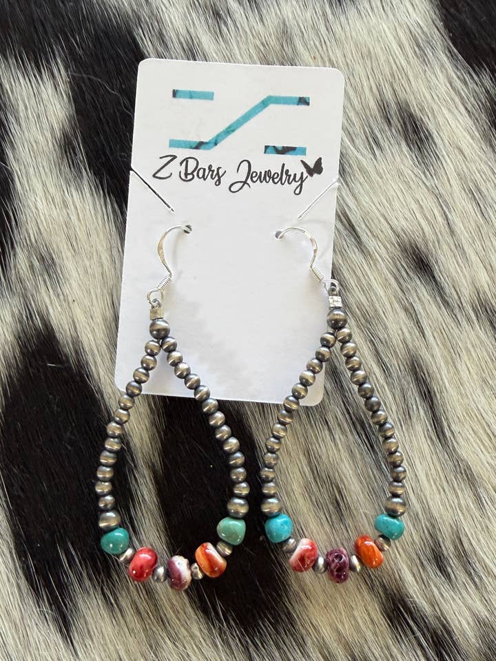 #136 Boucles d'oreilles multiples et perles en argent sterling pour la vente par Z Bars Jewelry