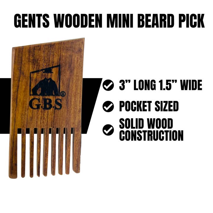 GENTS FINE GROOMING PRODUCTS - Wholesale Beard brush/comb - GBS Pocket Wood Beard Pick Comb1