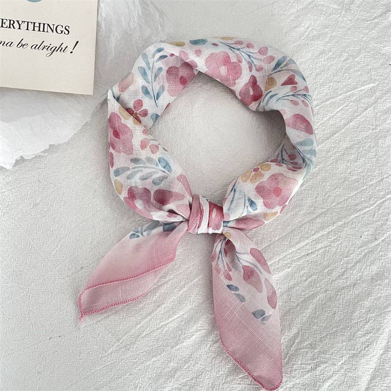 pinkblu02 – wholesale Halsduk - Dam – Sommar Dammode Bomull Linne Blommig Sjal9