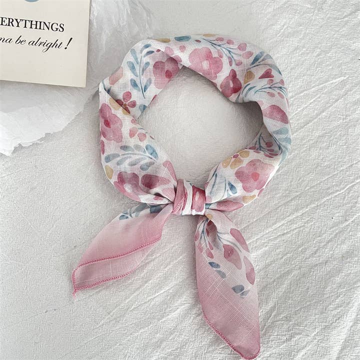 pinkblu02 – wholesale Halsduk - Dam – Sommar Dammode Bomull Linne Blommig Sjal9