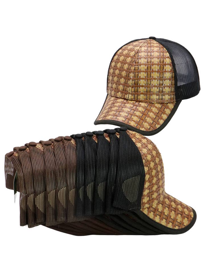 Open Weave Traditional Charra Straw Trucker Hat for wholesale by Cap Zone