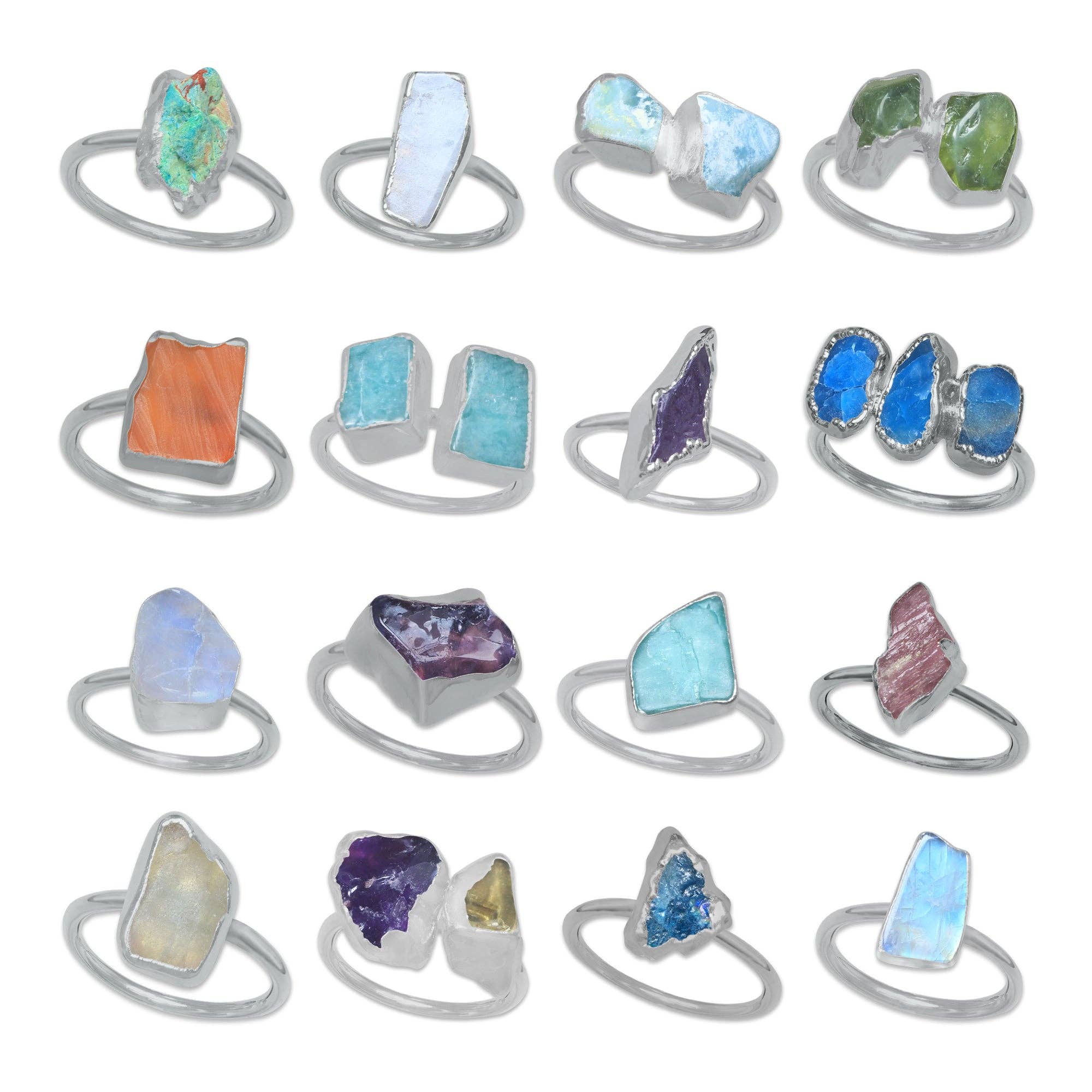 Handmade Jewels - Wholesale Cocktail/Statement Ring - Raw Crystal Ring – Silver, Gold, Rose Gold & Black Rhodium Finish | Natural Stones (Made to Order)0