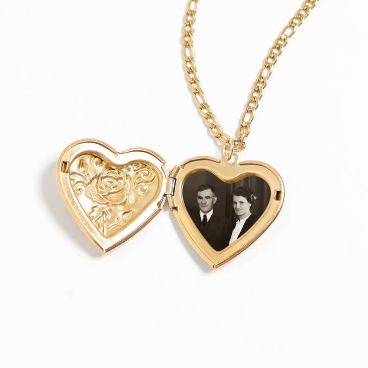 WJW - Wholesale Locket necklace - 18K Gold PVD Stainless Steel Rose Heart Locket5