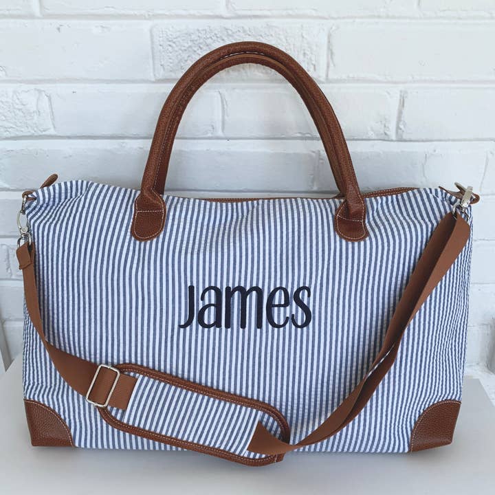 Seersucker Weekender for wholesale by Bayou Blanks