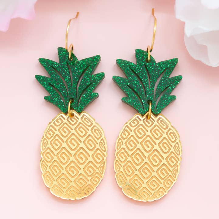 Pineapple Acrylic Earrings, Spring Summer Jewelry for wholesale by Momenti di Vita
