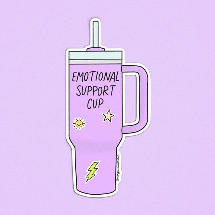 Følelsesmæssig støttekop klistermærke for engroshandel hos MangoIllustrated