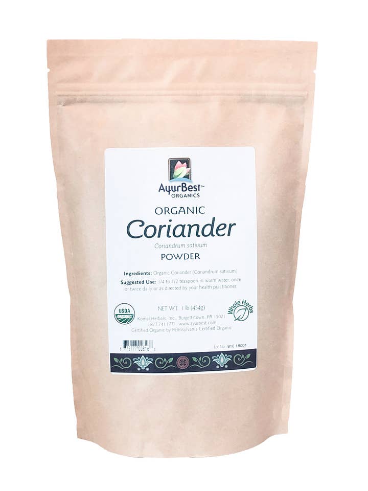 Wholesale Spices & Herbs - Coriander Seed Powder, Organic 1lb (454g) Bag for wholesale by Komal Herbals, Inc