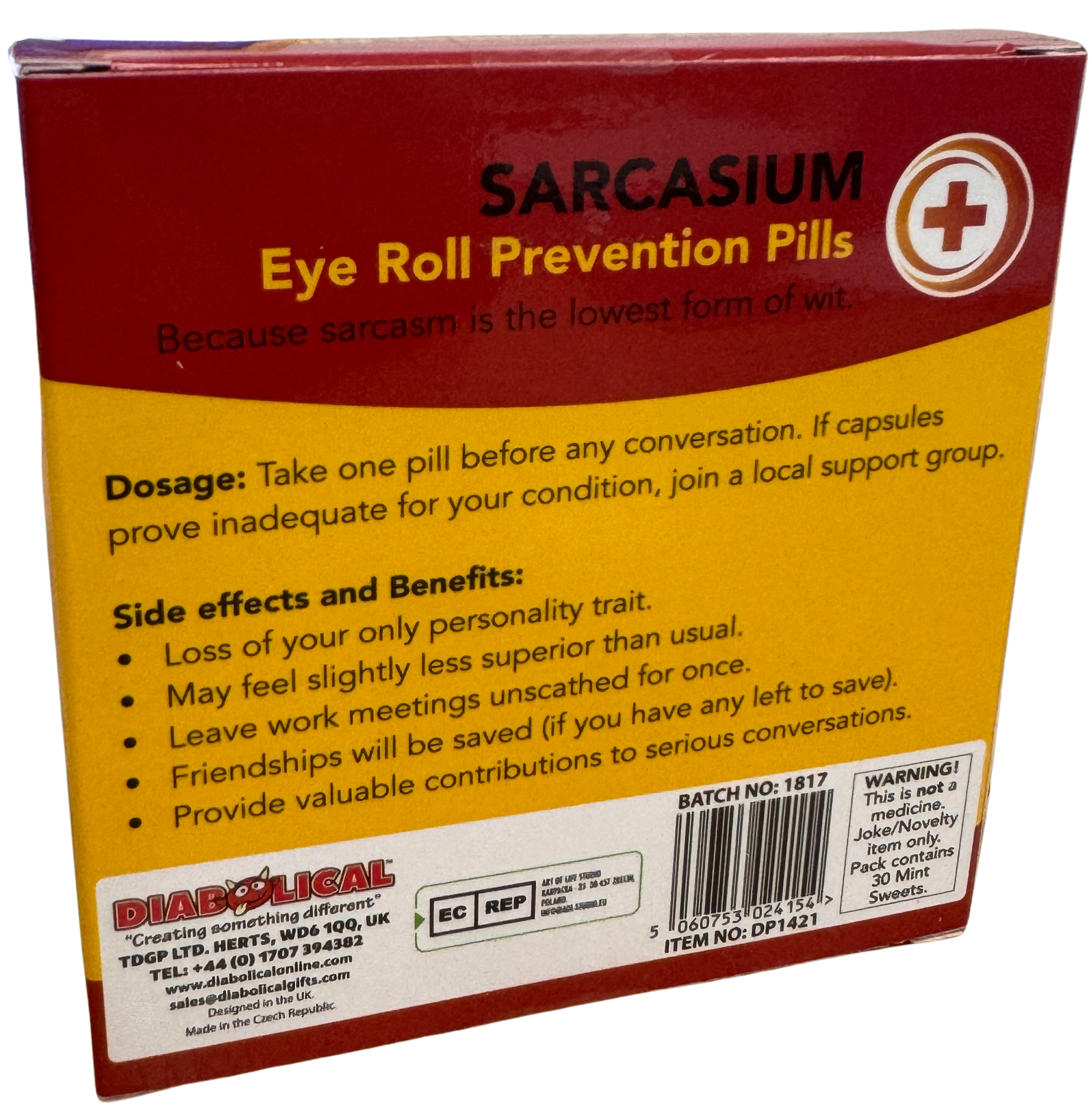 The Diabolical Gift People - Novelty Gifts, Christmas Gifts – wholesale Gag gift/novelty gift – Sarcasium - Candy Mints, Funny Novelty Stocking Fillers1