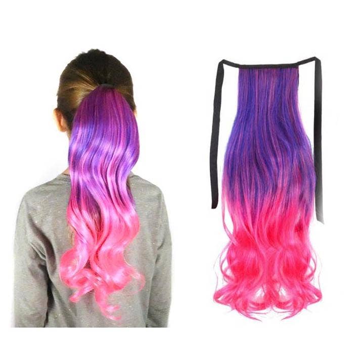 Wholesale Tutti Fruity Purple and Pink Curly Ponytail Hair Extension for  your store - Faire