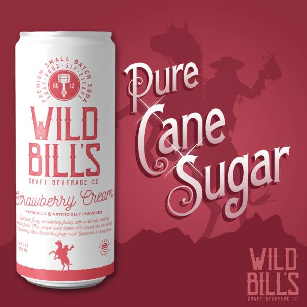 Wild Bill’s Craft Beverage Co. - Wholesale Soda/Carbonated Drink - Strawberry Cream - Premium Cane Sugar Soda, 12-Pack, Cans3