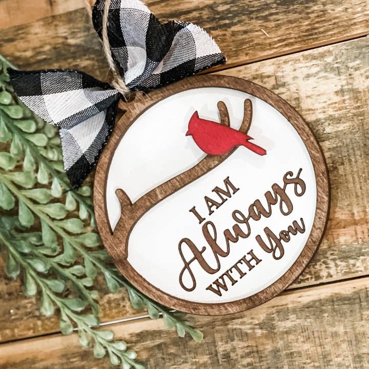 Always With You Cardinal Ornament P1442 for wholesale by Paisley Grace Makery