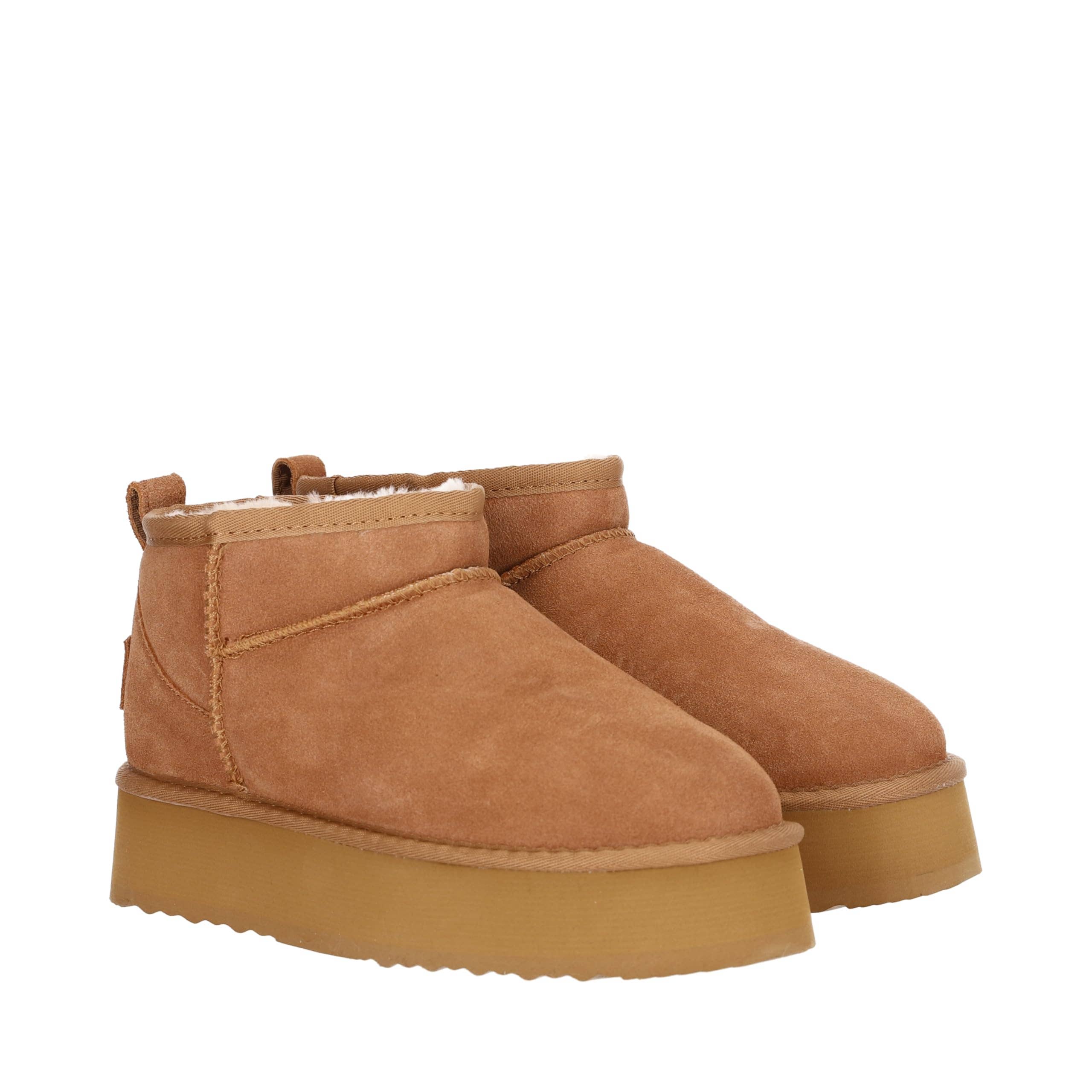 Cammello OB5888 OOG Stivali da donna in pelle con pelliccia di teddy Camel in vendita all'ingrosso su Faire1