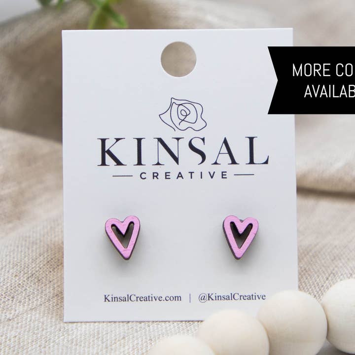 Valentinsdag skitse hjerte træ Stud Øreringe for engroshandel hos Kinsal Creative