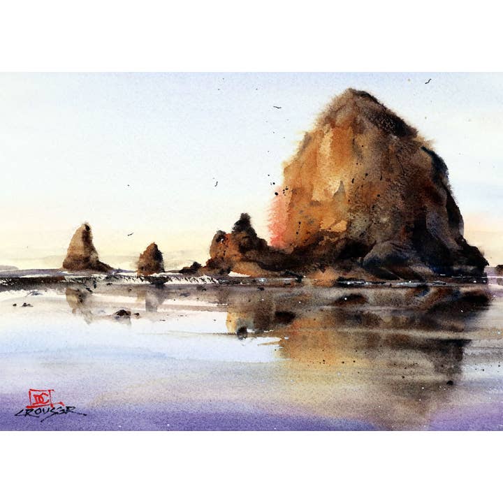 5 x 7" Greeting Card 'HAYSTACK ROCK' for wholesale by The Art of Dean Crouser Greeting Cards & Stickers