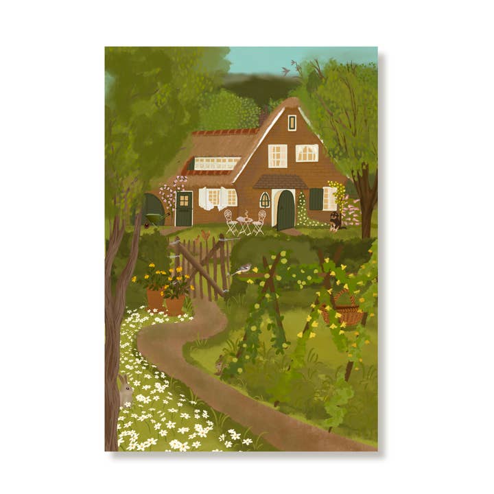 A6 Postkort "Feriehus" for engroshandel hos Nicolet Boon