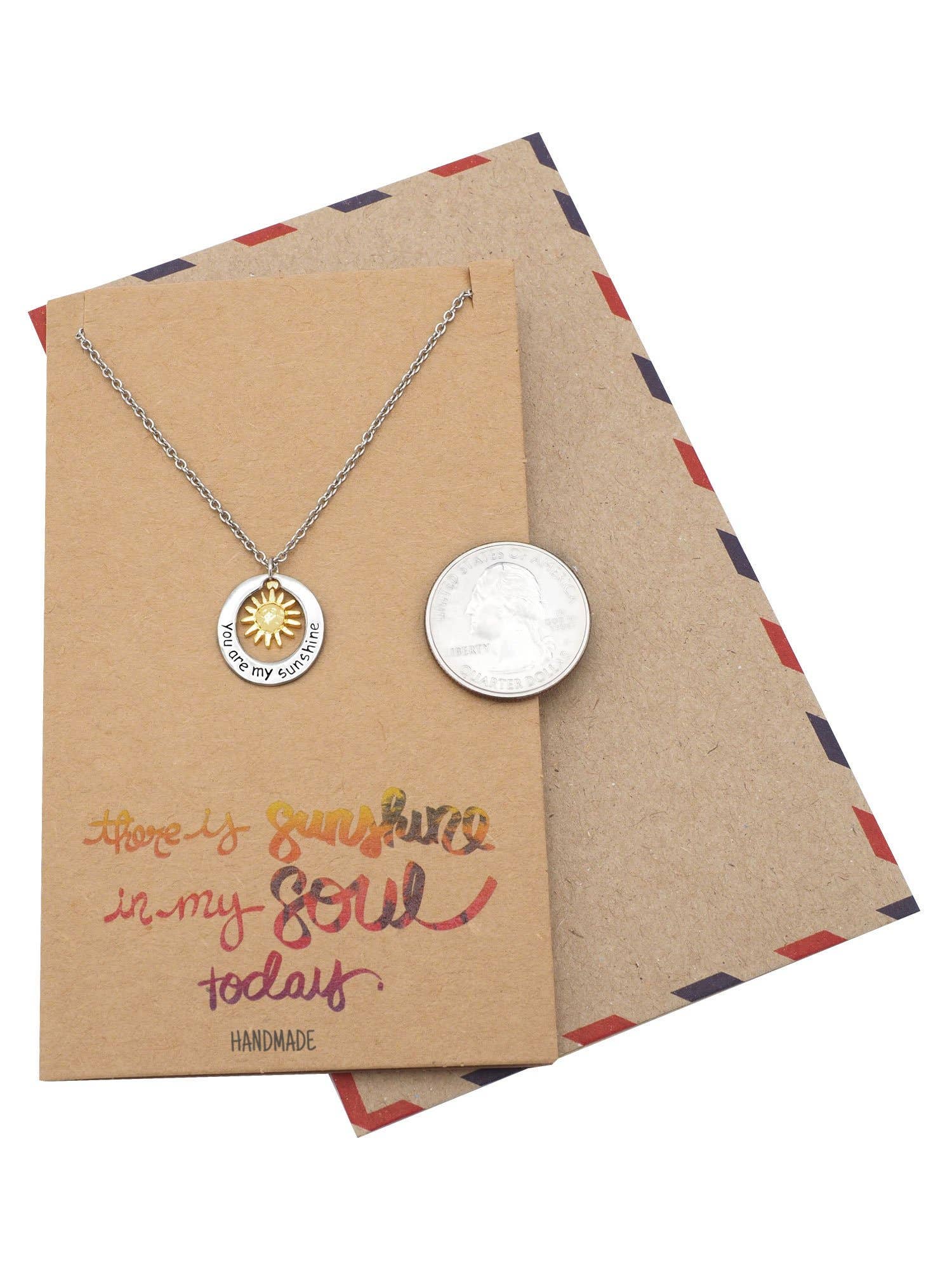 Quan Jewelry - Wholesale Pendant/Charm Necklace - Liv You Are My Sunshine Necklace Engraved Gifts Jewelry Gree4
