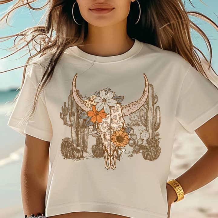 Rustic Radiance - Vendita all'ingrosso Maglietta serigrafata - Donna - TESCHIO OCCIDENTALE