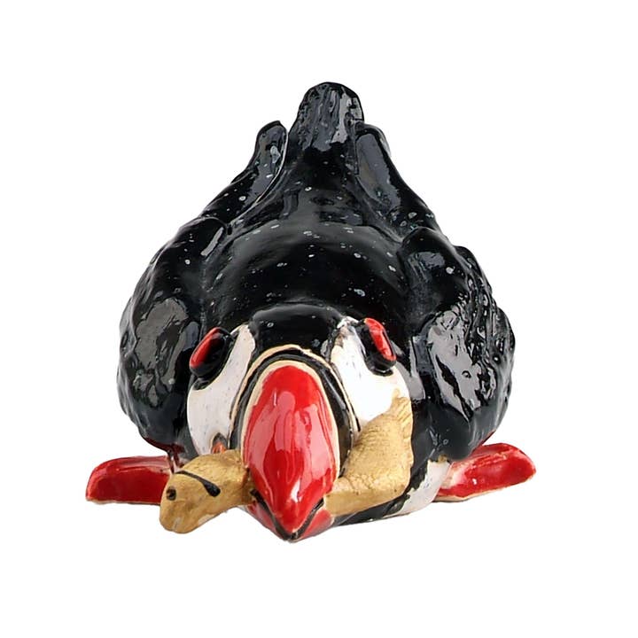 Enigma Supplies – wholesale Decorative figurine – Handmade Ceramic Figurine Puffin with Fish
