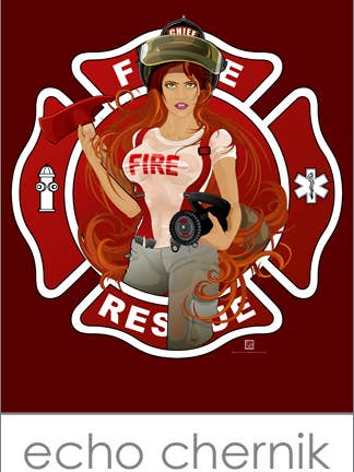 "Fire Girl" - Art Print for wholesale by Echo Chernik