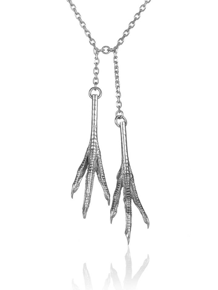 Chicken Feet Necklace Double Silver for wholesale by David&Martin Jewellery