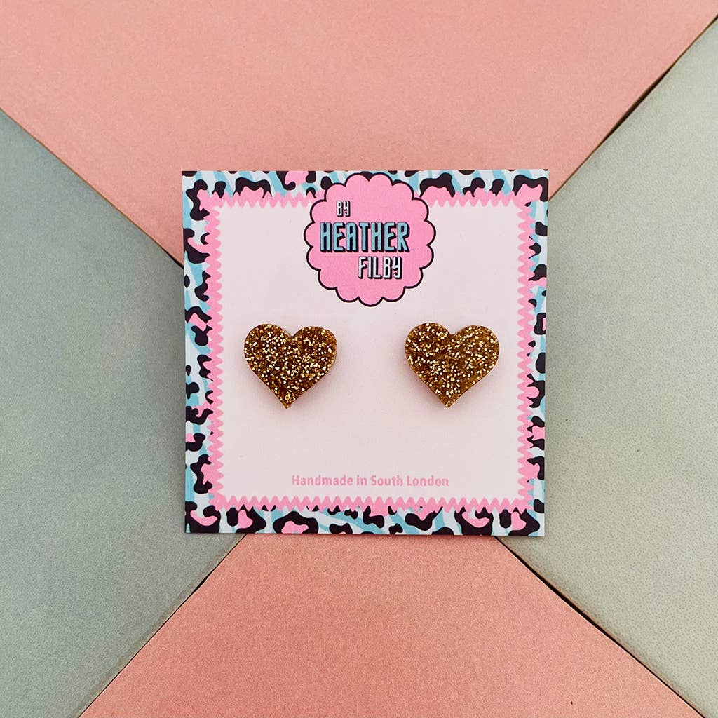 By Heather Filby – wholesale Stud/post earrings – Heart Stud Glitter Earrings (MORE COLOURS) - Best Seller8