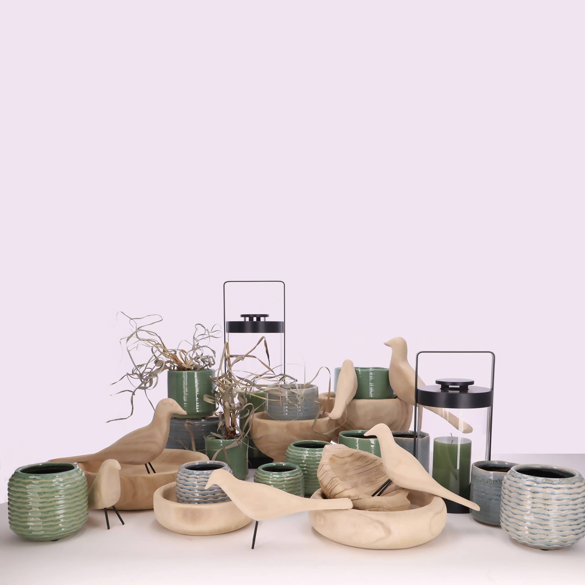 Vosteen – Engroshandel Plantekrukke – Keramik krukke Dune, D12,5cm, H11,5cm, Til To8, Grøn1