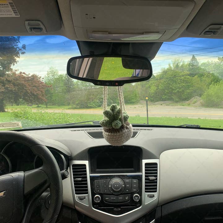 Crochet Potted Succulent Car Hanging Plant, Crochet Plant for wholesale by TOMOPOD LLC