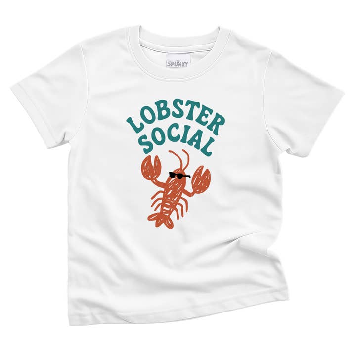 Retro Hamptons Lobster Graphic Kids Tween Organic T-Shirt for wholesale by Spunky Stork