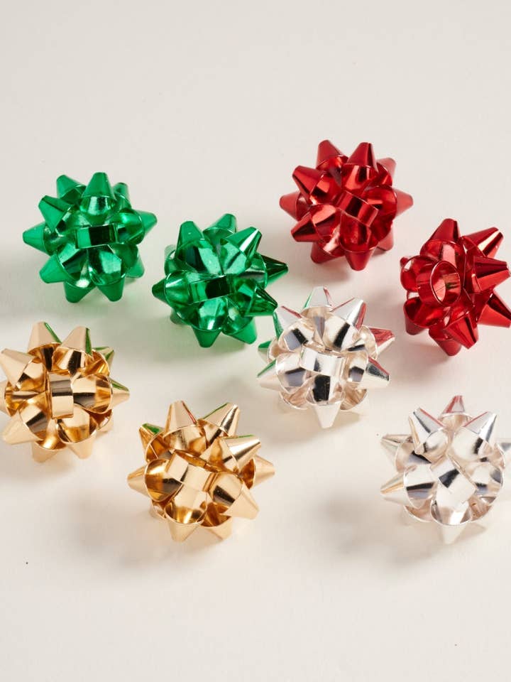 1 Inch Solid Christmas Bow Post Earrings Jewelry for wholesale by Designature New York