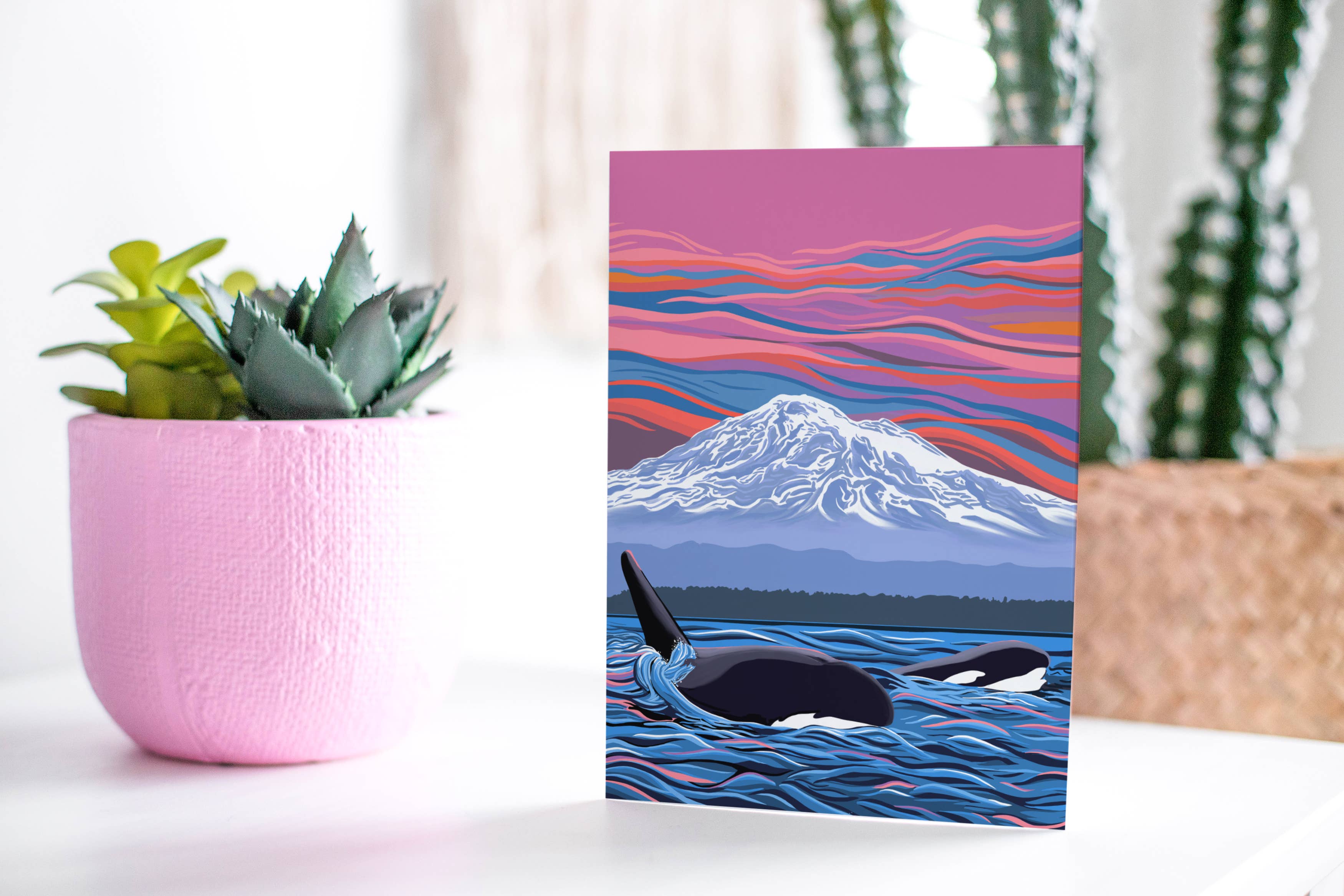 Linda Sholberg Art – Cartão de saudação diária por atacado – Orca - Chinelo Ballet - Cartão de Natação Mom/Calf (2 Tamanhos)1