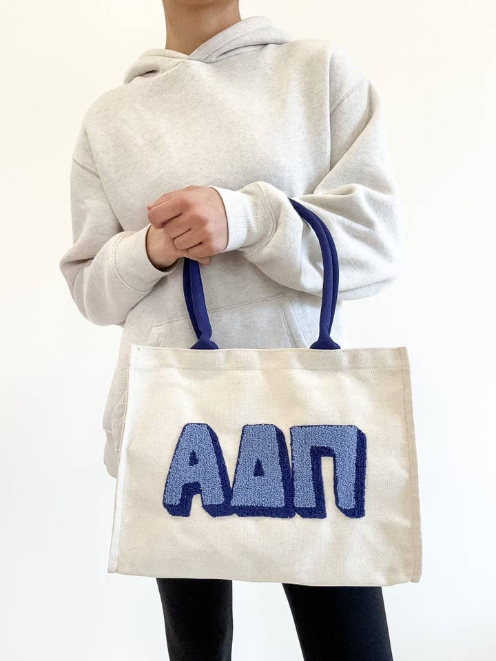Alpha Delta Pi Chenille Sorority Gift Tote for wholesale by Duo Threads